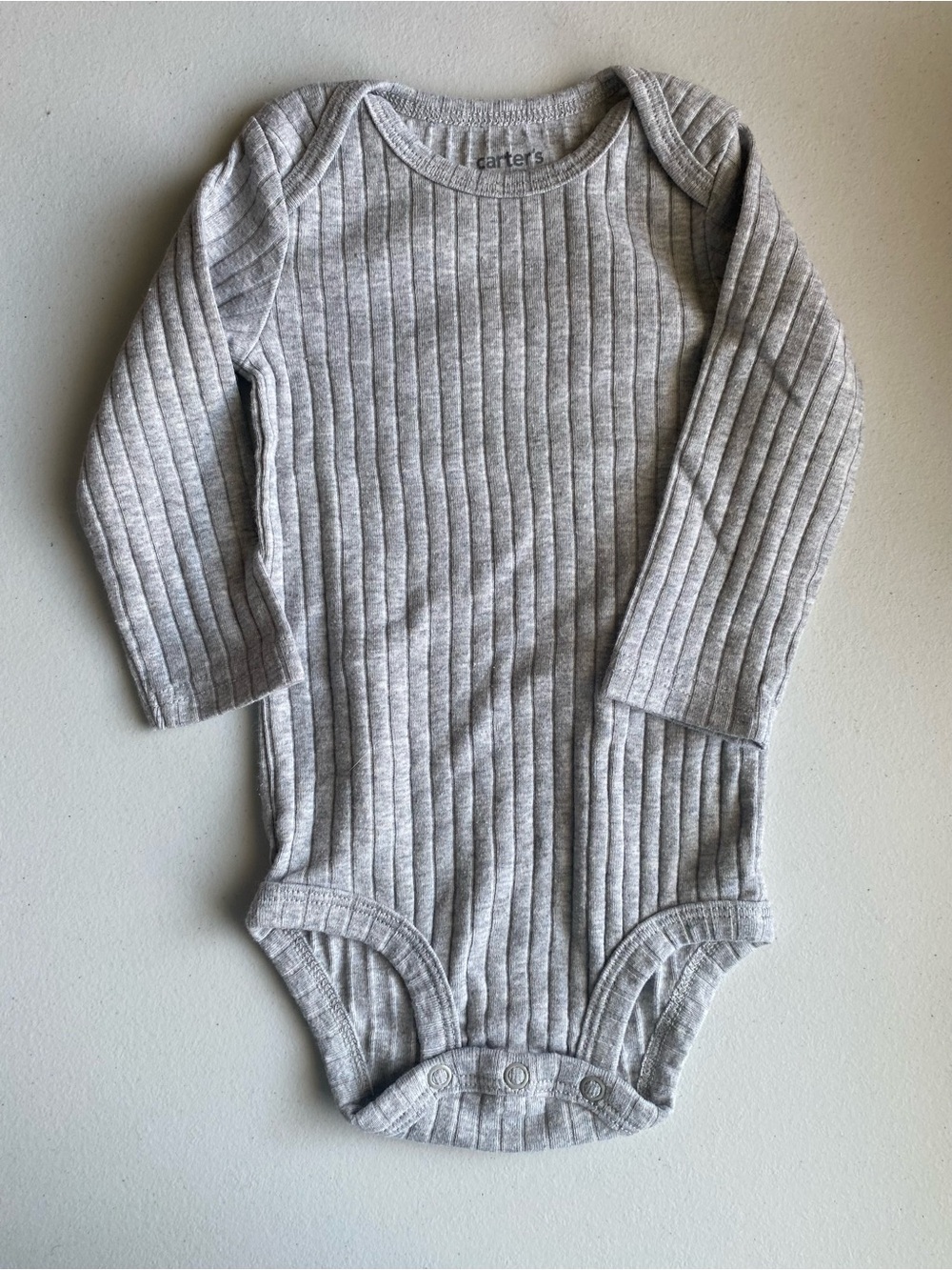 Carter's Gray Ribbed Long-Sleeve Baby Bodysuit Onesie 6-9M